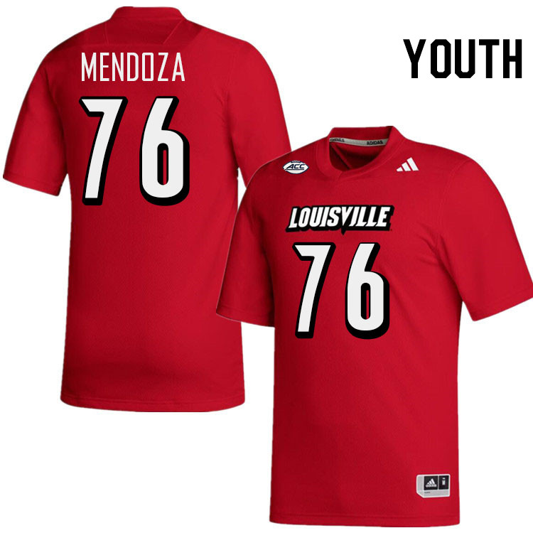 Youth #76 Jonathan Mendoza Louisville Cardinals College Football Jerseys Stitched-Red